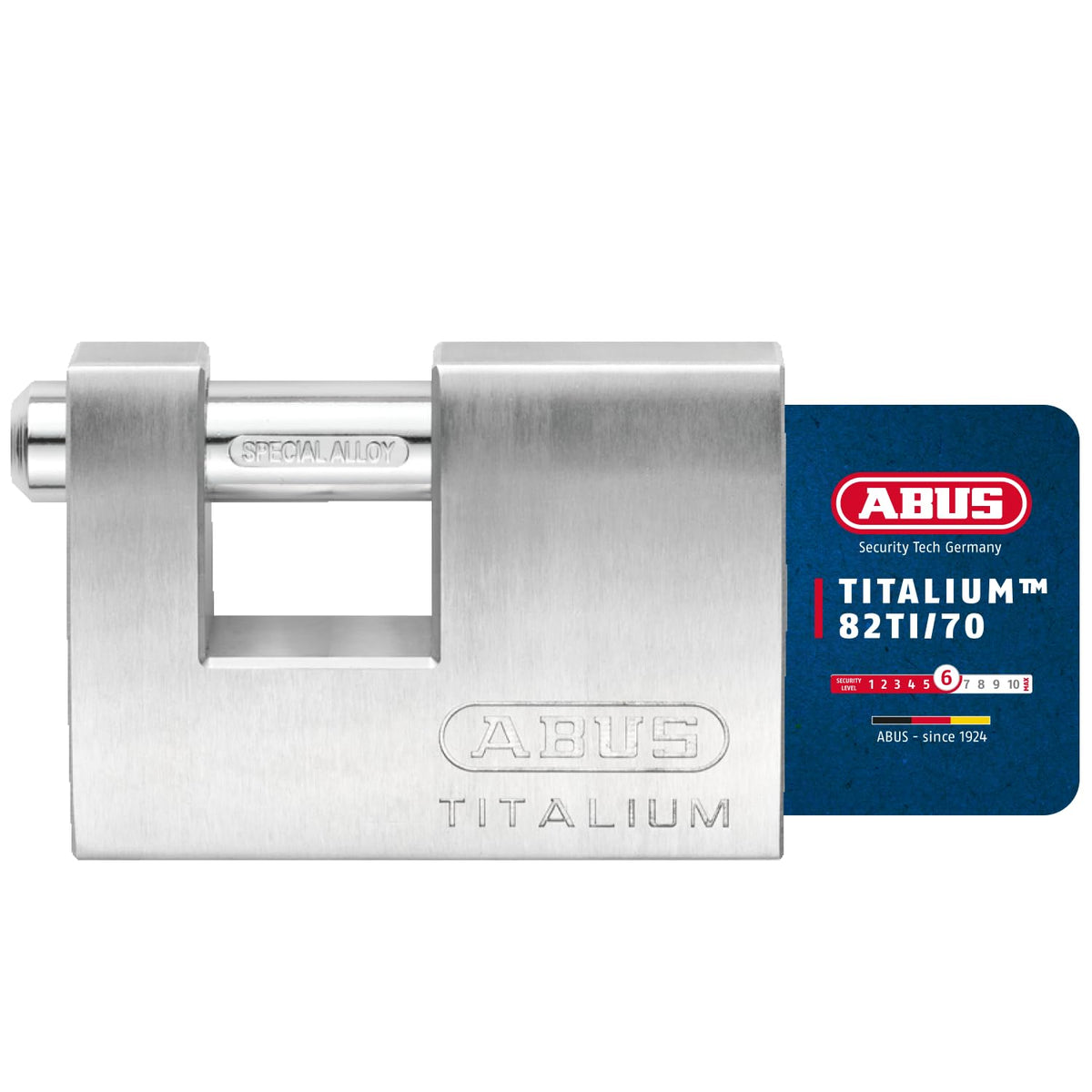 ABUS Titalium Padlock 82TI/70 - Monoblock Padlock for Roller grilles, Vending Machines, containers and Much More. - Locking Bolt Made of Hardened Steel - ABUS Security Level 6