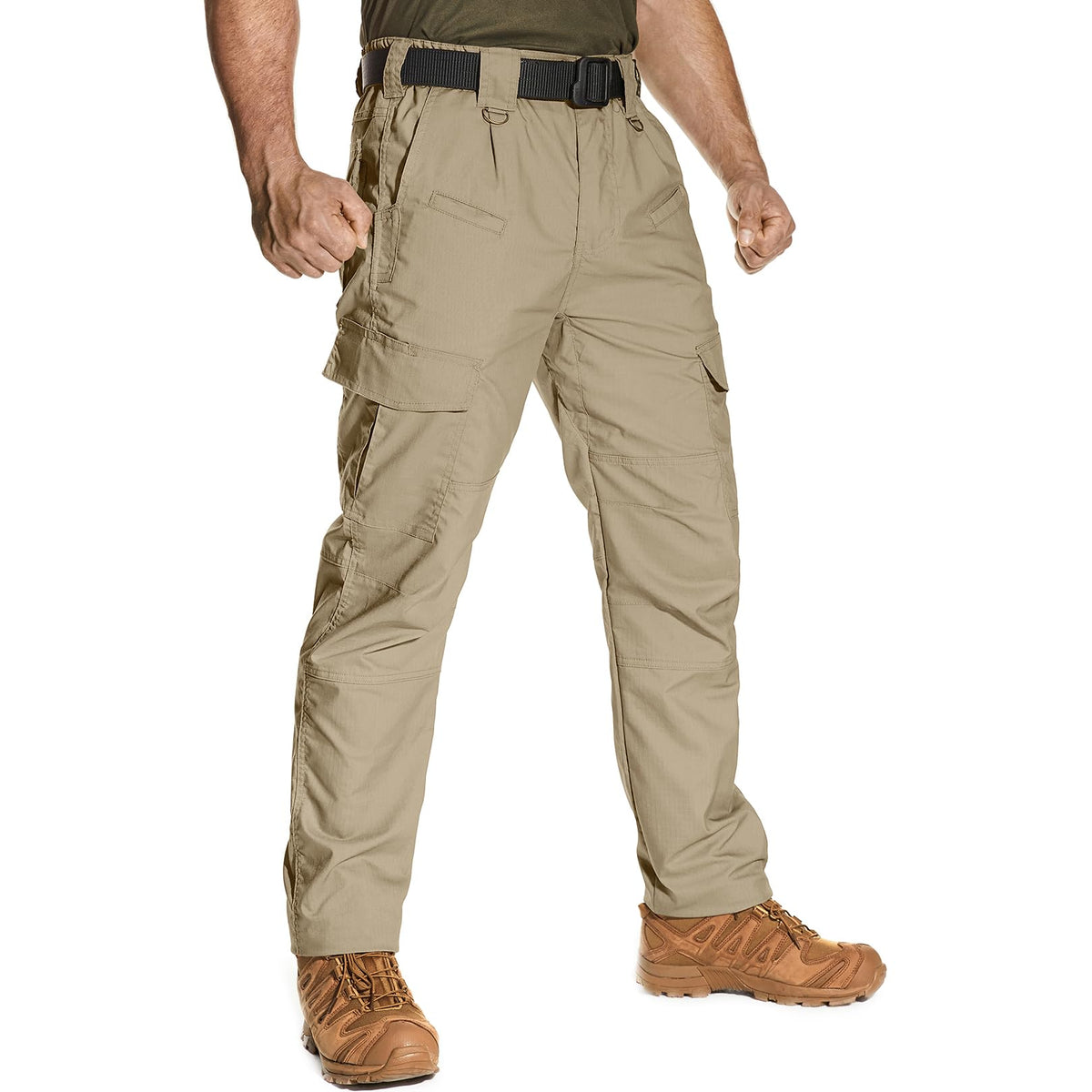 mosingle Men's Cargo Work Trousers Military Tactical Pants Combat Ripstop Hiking Outdoor Trousers with Multi Pockets #9923-Khaki-38