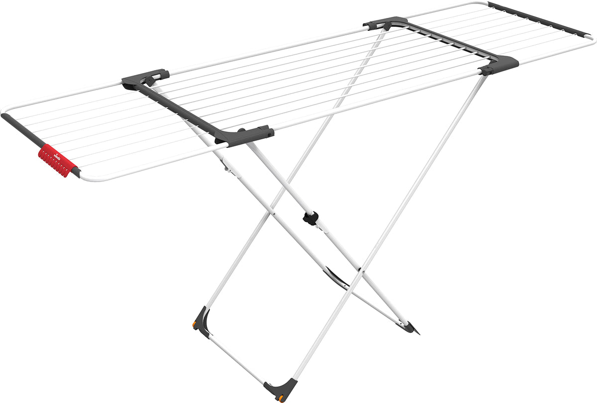 Vileda Extendable Clothes, Foldable Airer with Wheels, Aluminium Resin, White, 186-257 x 57 x 108 cm
