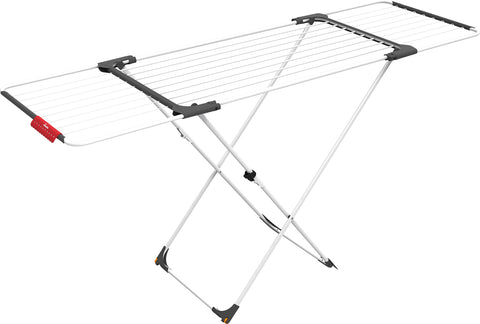 Vileda Extendable Clothes, Foldable Airer with Wheels, Aluminium Resin, White, 186-257 x 57 x 108 cm