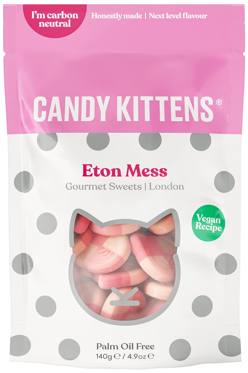 Vegan Sweets, CANDY KITTENS ETON MESS, Packed With Fruit Juice & Natural Ingredients, Big Flavours From Little Kittens, Vegetarian Sweets - 140g Sweet Bag