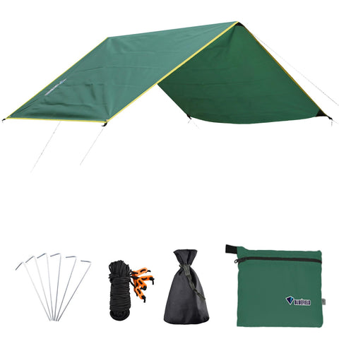 Azarxis Ground Cloth for Tent Tarp Footprint Camping Backpacking Floor Saver Groundsheet Waterproof Sand Free Picnic Hiking with Stakes Rope Carry Bag (Green, L - 7.87x7.22ft)