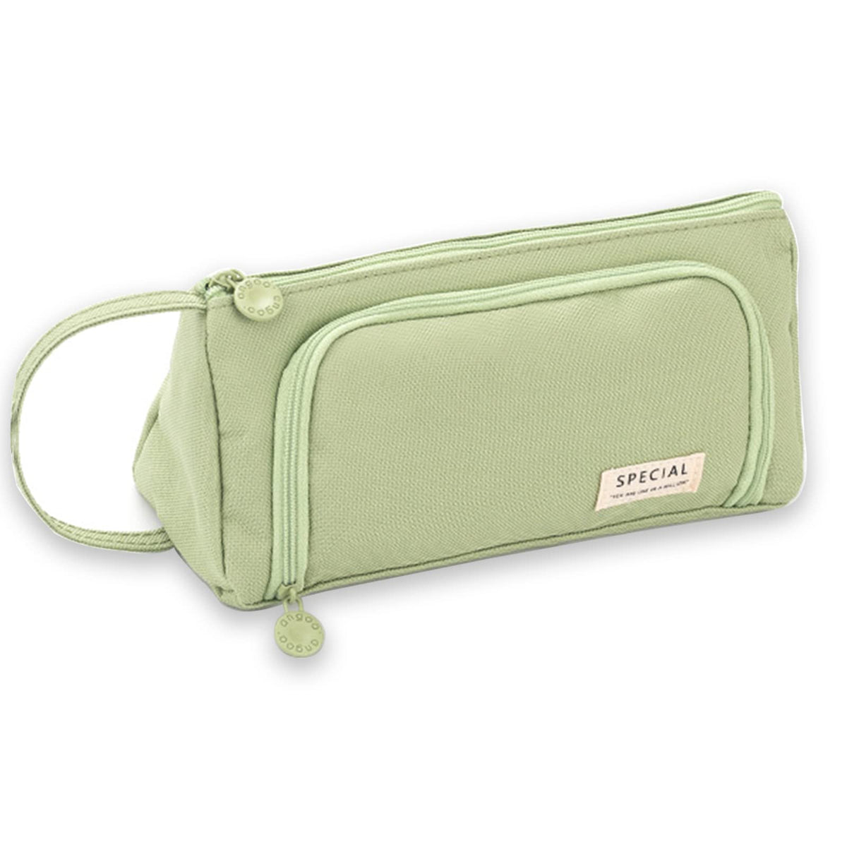 X SIM FITNESSX Pencil Case Teenager Girls Pencil Case Pens 3 Compartments Pencil Case for School and Office (Light Green)