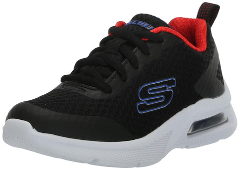 Skechers Microspec Max -Kaptix Sneaker, Black/Red/Blue, 12.5 US Unisex Little Kid