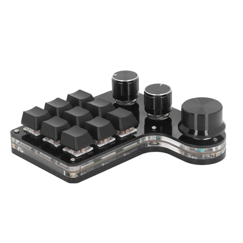 Walfront 9 Keys 3 Knobs Mini Mechanical Keypad RGB LED Dustproof Red Switch Gaming Keypad Supports Keypad Programming Macro for Office and Gaming