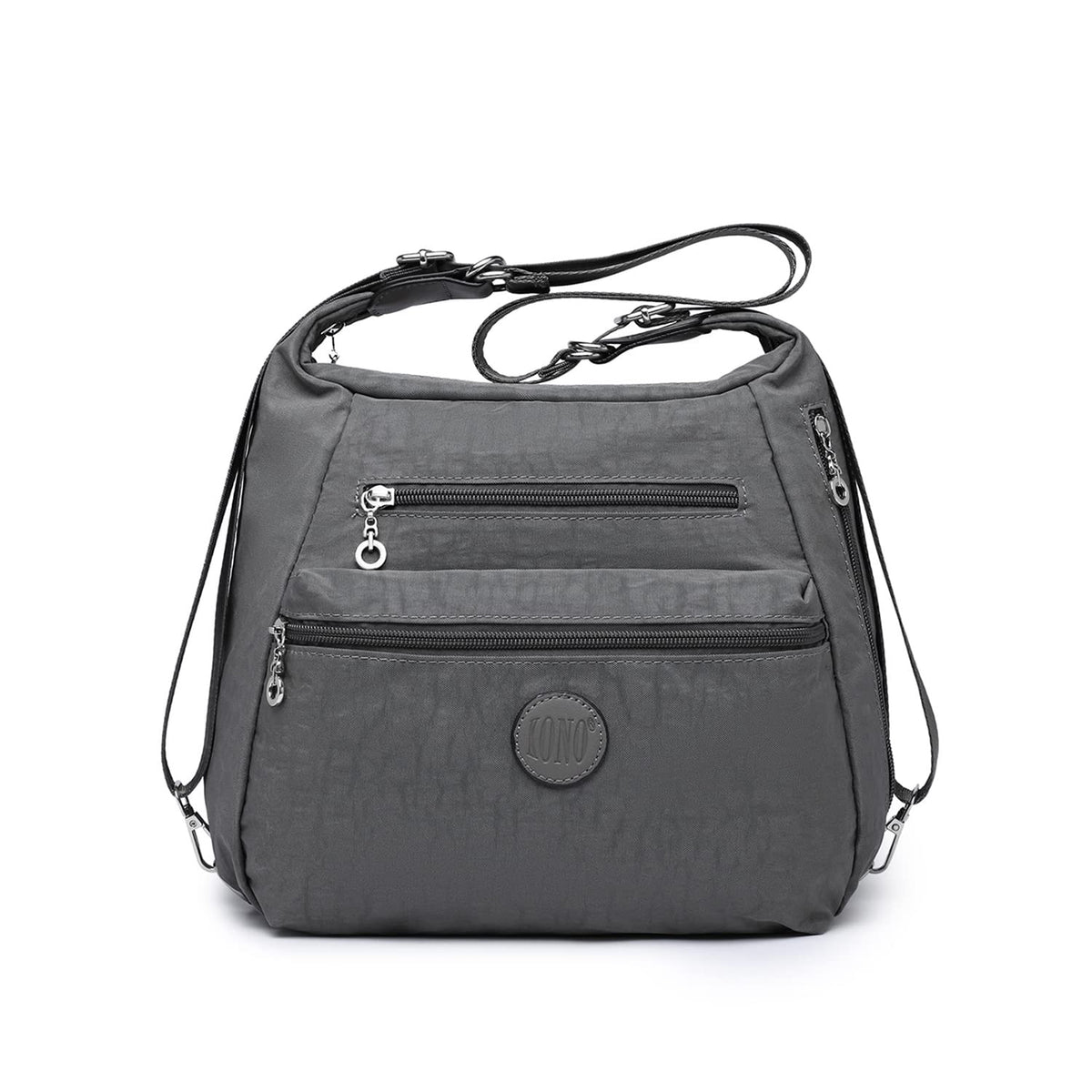 Kono Women Fashion Multiway Use Bags Adjustable Shoulder Strap Durable Waterproof Messenger Bag Handbags Tote Bag Unisex Double Zipper Hobo bag