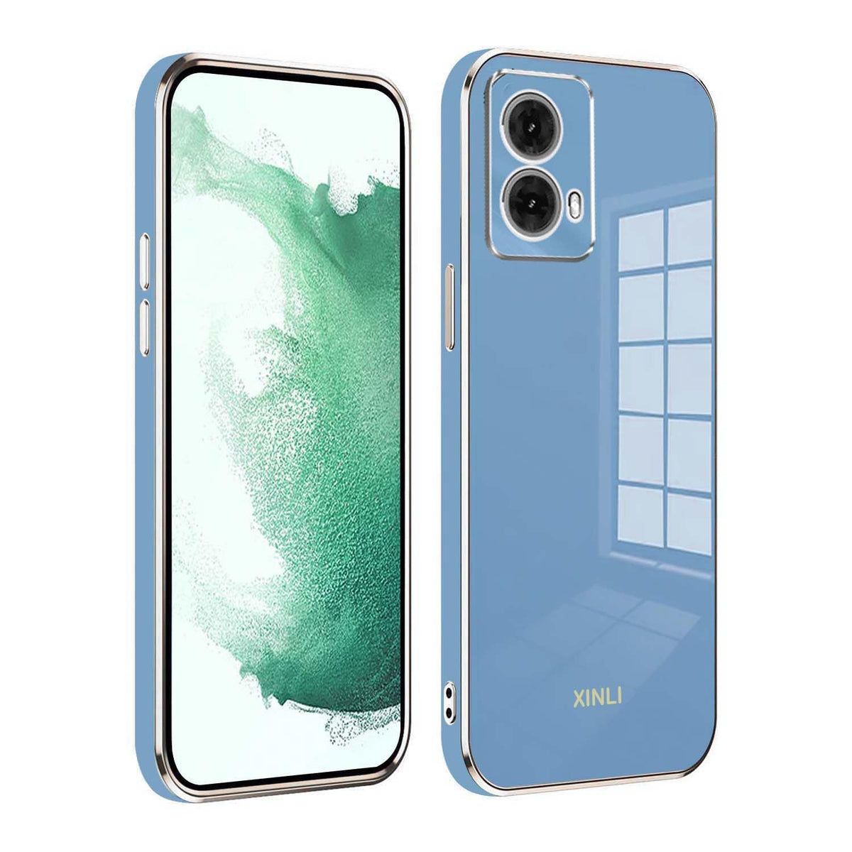 GOKEN Case for Motorola Moto G85 - Cover Flexible Soft Silicone, Shockproof, Drop-Proof with Electroplated Edges and Glossy Finish -Blue