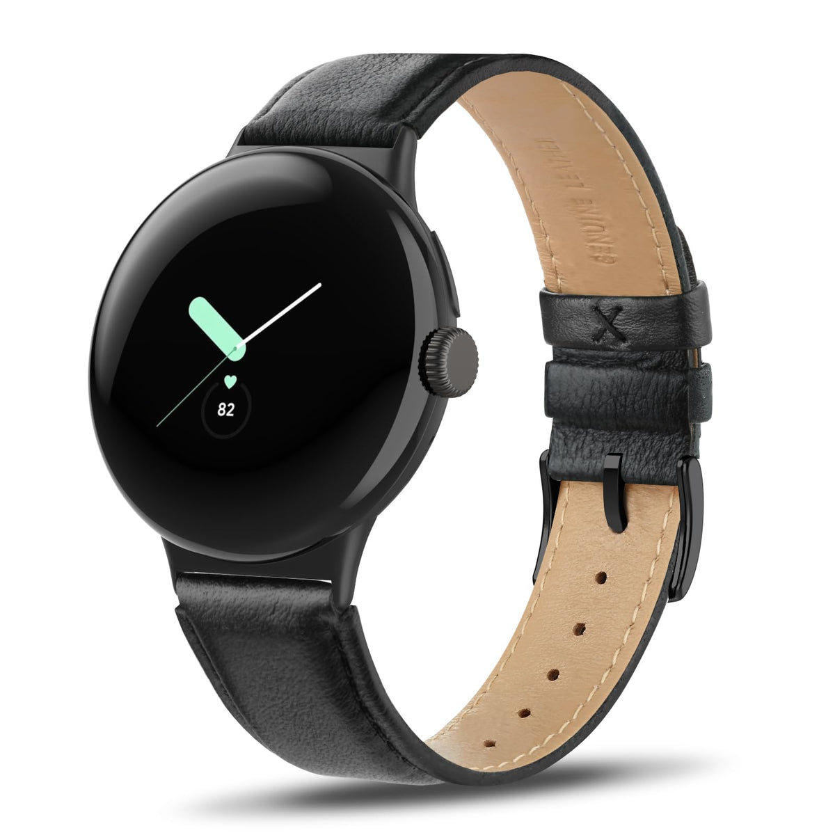 Tuocal Genuine Leather Strap Compatible with Google Pixel Watch 2 Strap/Pixel Watch Strap Smartwatch Band for Women Men, Soft Breathable Genuine Leather Adjusted Replacement Strap Wristband