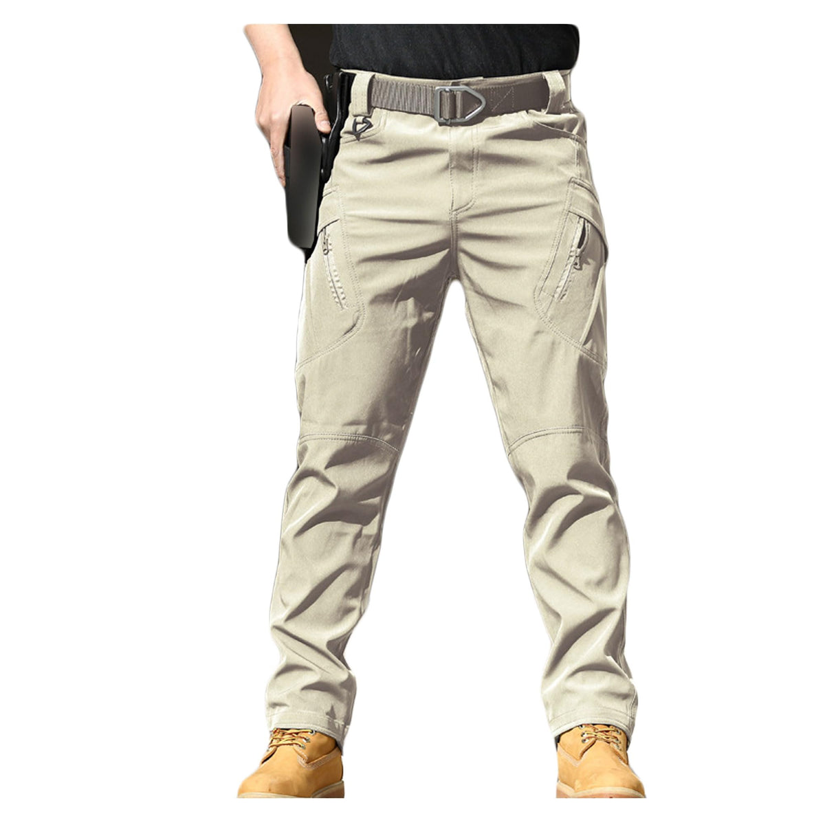 Bestgift Outdoor Pants Casual Straight Leg Cargo Pants Men's Long Pants Khaki IX9 M