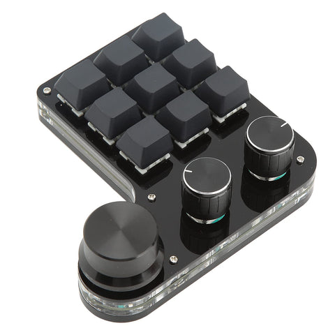 Zunate Mini Gaming Keypad 9 Keys, One Handed Programmable Keyboards with RGB Backlit and 3 Knobs, Compatible for Window Only, Easy to Use