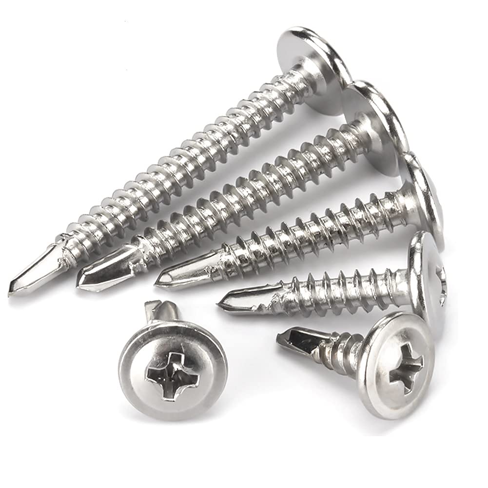ANSIEDIO Phillips Big Pan Head Self Drilling Screws, Stainless Steel Cross Screws Self-tapping Screws for Metal, M4.2×25mm,20 pcs