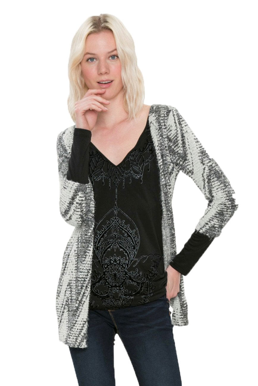 Desigual Women's Essentials Woman Knitted Long Sleeve T-Shirt, Black, S