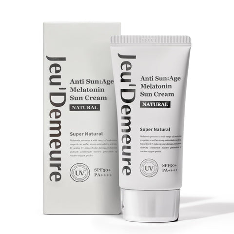 JEUDEMEURE Anti-Aging SPF 50 Face Moisturizing Sunscreen Lotion with Broad Spectrum, Melatonin, Lightweight, Non-Sticky, Sun Essence for Sensitive Skin, 1.69 fl oz