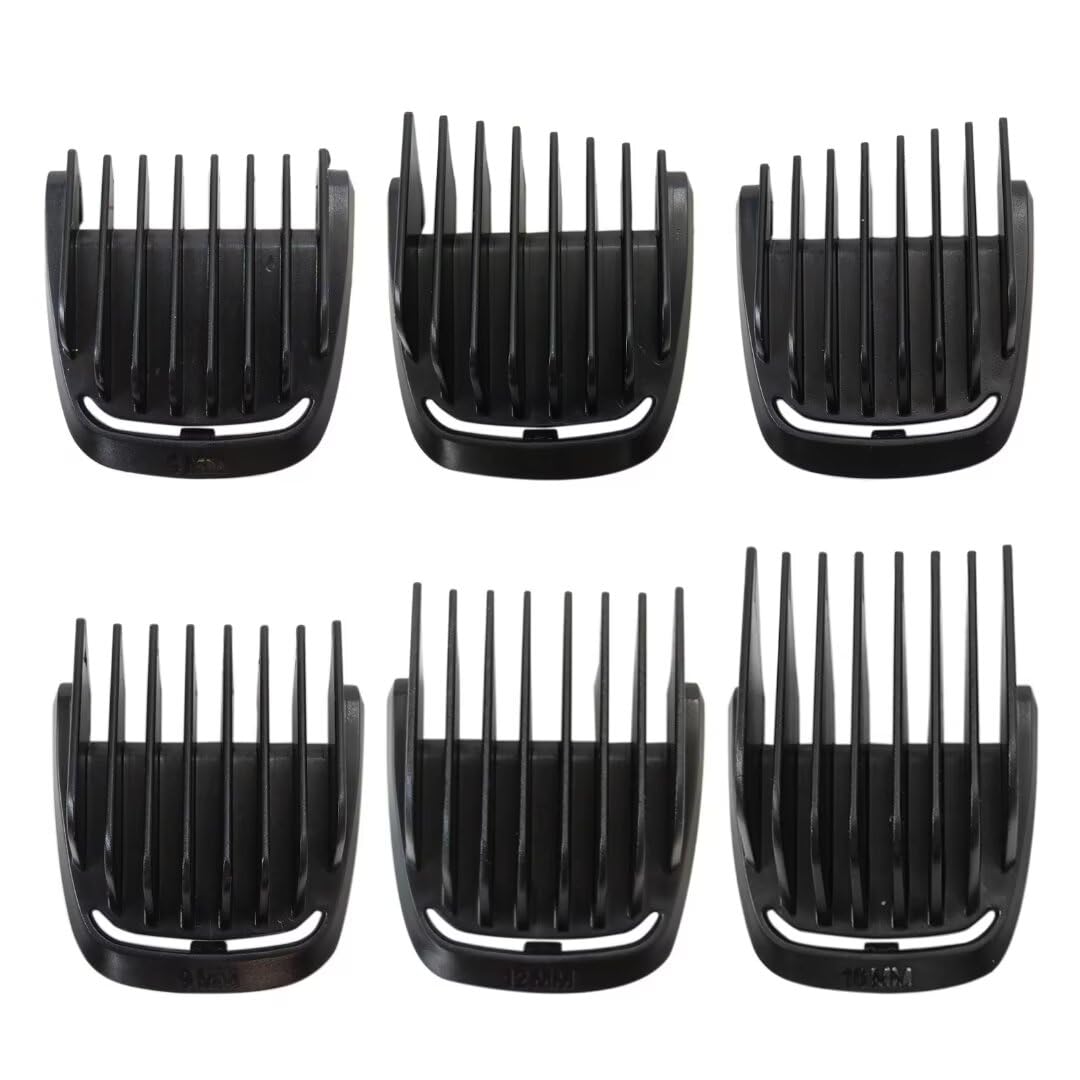 Trimmer Replacement 6 Piece Set (for Extra Wide 41mm T Blade Only) Haircut Guide Guard Comb for Philips Norelco Multigroom (View Photos and Description for Compatible Models and Blade Sizes)