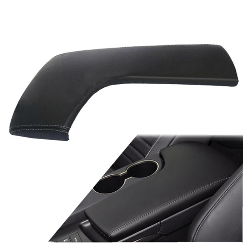 NLQR Center Console Lid Replacement Armrest Cover Microfiber Leather Black with White Stitch Compatible with Lexus IS200 IS250 IS300 IS350, 2014 2015 2016 2017