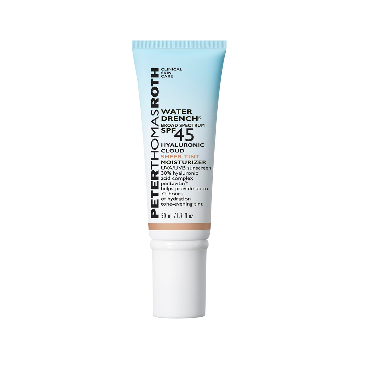 Peter Thomas Roth | Water Drench Hyaluronic Cloud Sheer Tint Moisturizer Broad Spectrum SPF 45, Hydrating Tinted SPF Moisturizer, Adaptable Sheer Tint, For All Skin Tones and Types