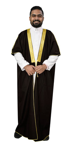 Dark Brown Cloak Bisht Abaya Arabian Men Saudi Eid Gulf Bedouin Islamic Islam Costumes Wedding Arab Dress Thobe Kaftan Jacket Caftan Mens Thoub Galabeya Jilbab Men's Muslim Costume Robe Clothing