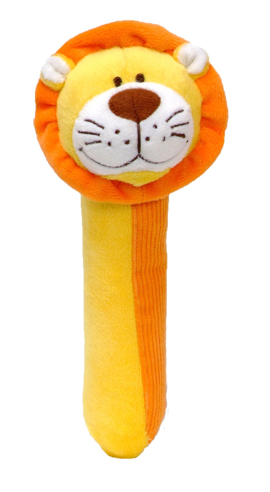 Fiesta Crafts Lion Baby Sensory Rattle - Squeakaboo Squeaker Toy for Newborns & Toddlers - Made of Soft Plush & Corduroy for Different Textures - Fun, Interactive, & Colourful Rattles for Babies