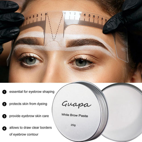 0.7oz Highly Pigmented White Mapping Paste Microblading Eyebrows Shape Mark Tools Brows Contour Design Paste Eyebrow Tinting Tool for Permanent Makeup Micropigmentation (White Paste with Silver Box)