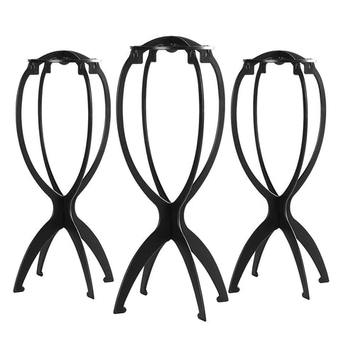 Dreamlover Wig Stands, Wig Head Stands for Wigs, Folding Wig Stands, Wig Display Stands, Black, 3 Pack