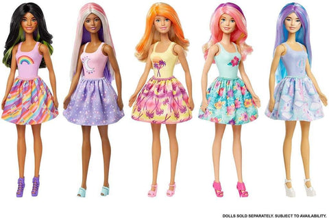 Barbie Color Reveal Doll with 7 Surprises: 4 Mystery Bags Contain Surprise Wig, Skirt, Shoes & Sponge; Water Reveals Metallic Blue DollÃƒÆ’Ã‚Â¢ÃƒÂ¢Ã¢â‚¬Å¡Ã‚Â¬ÃƒÂ¢Ã¢â‚¬Å¾Ã‚Â¢s Look & Creates Color Change on Face & Wig