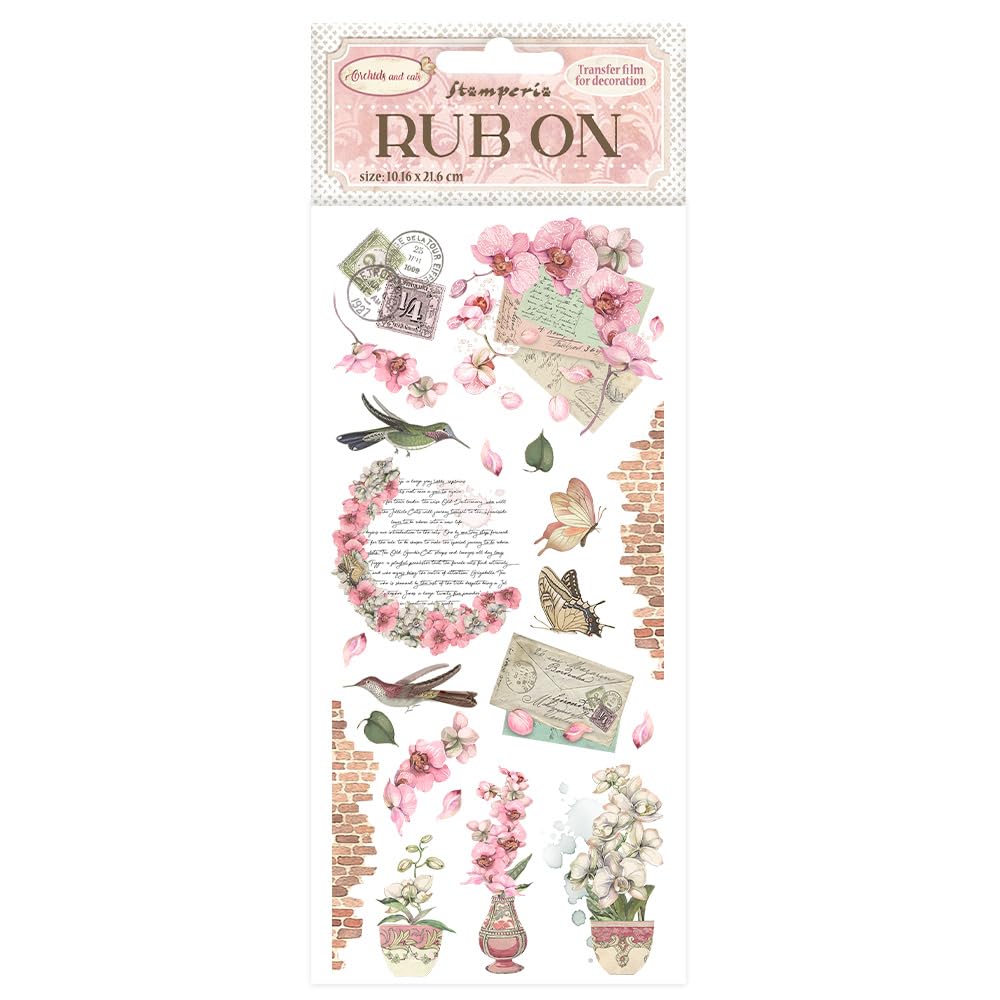 Stamperia International KFT Stamperia Rub On 10.16 cm x 21.6 cm Orchids and Cats Letters, Multicoloured, 4 x 8.5 in