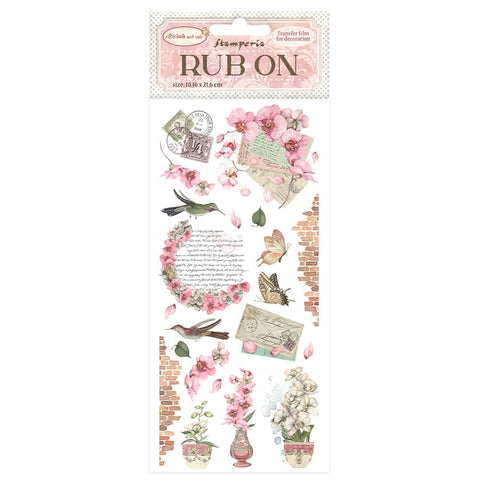 Stamperia International KFT Stamperia Rub On 10.16 cm x 21.6 cm Orchids and Cats Letters, Multicoloured, 4 x 8.5 in
