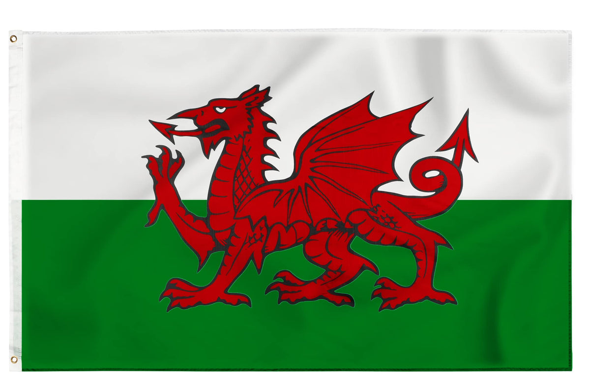 Storm&Lighthouse Welsh Flag Cymru Wales Flag 5ft x 3ft with Eyelets St Davids Day Red Dragon Flag Six Nations UK Flag