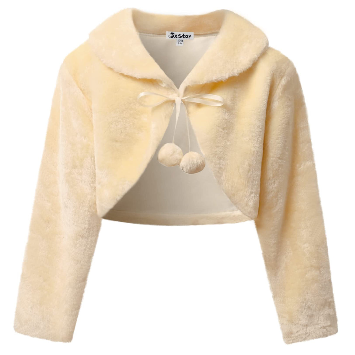 Cardigan for Girls Faux Fur Shrug Sweaters Champagne Bolero Shawls Wrap, Size 10 11
