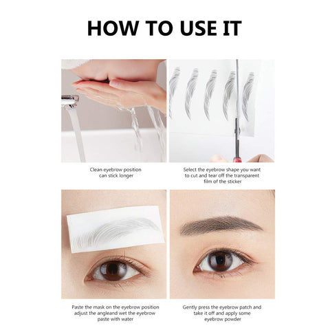 Lurrose 4 Sheets Eyebrow Tattoo Stickers, 6D Hair- Tattoos Stickers Eyebrows Tattoo Peel Off Natural False Eyebrow Makeup Sticker for Makeup Supplies, Brown 03