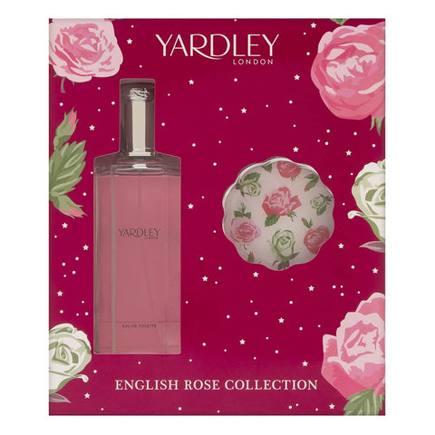 Yardley of London English Rose For Women 2 Pc. Gift Set (Eau De Toilette Spray 4.2 oz + Compact Mirror), (Y63X1908-3)