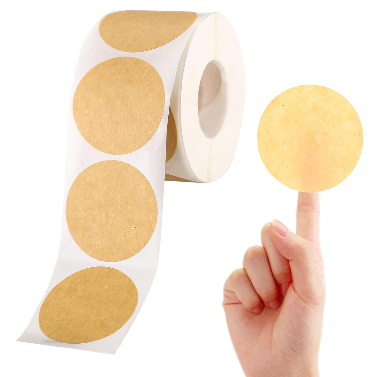 500 Pcs 2 Inch Natural Brown Kraft Stickers, Round Blank Roll Label Stickers for Bottle Jars Canning and Lid, Permanent Adhesive Kraft Labels (2 in)