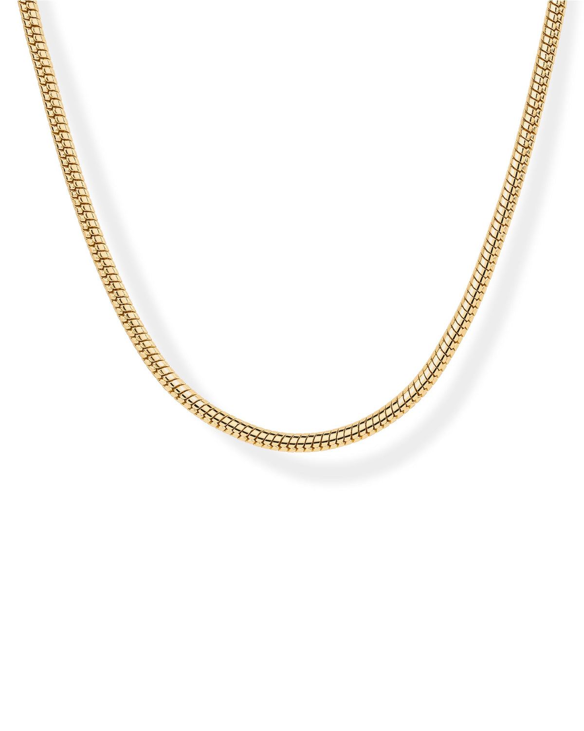 PAVOI 14K Yellow Gold Plated Chunky Cobra Snake Chain Necklace for Women | Designer Inspired Necklace | 3 Millimeters Wide Chain