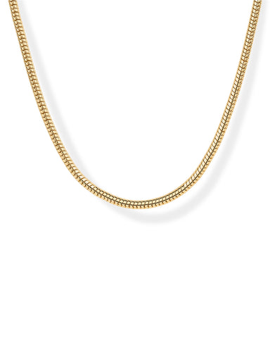 PAVOI 14K Yellow Gold Plated Chunky Cobra Snake Chain Necklace for Women | Designer Inspired Necklace | 3 Millimeters Wide Chain