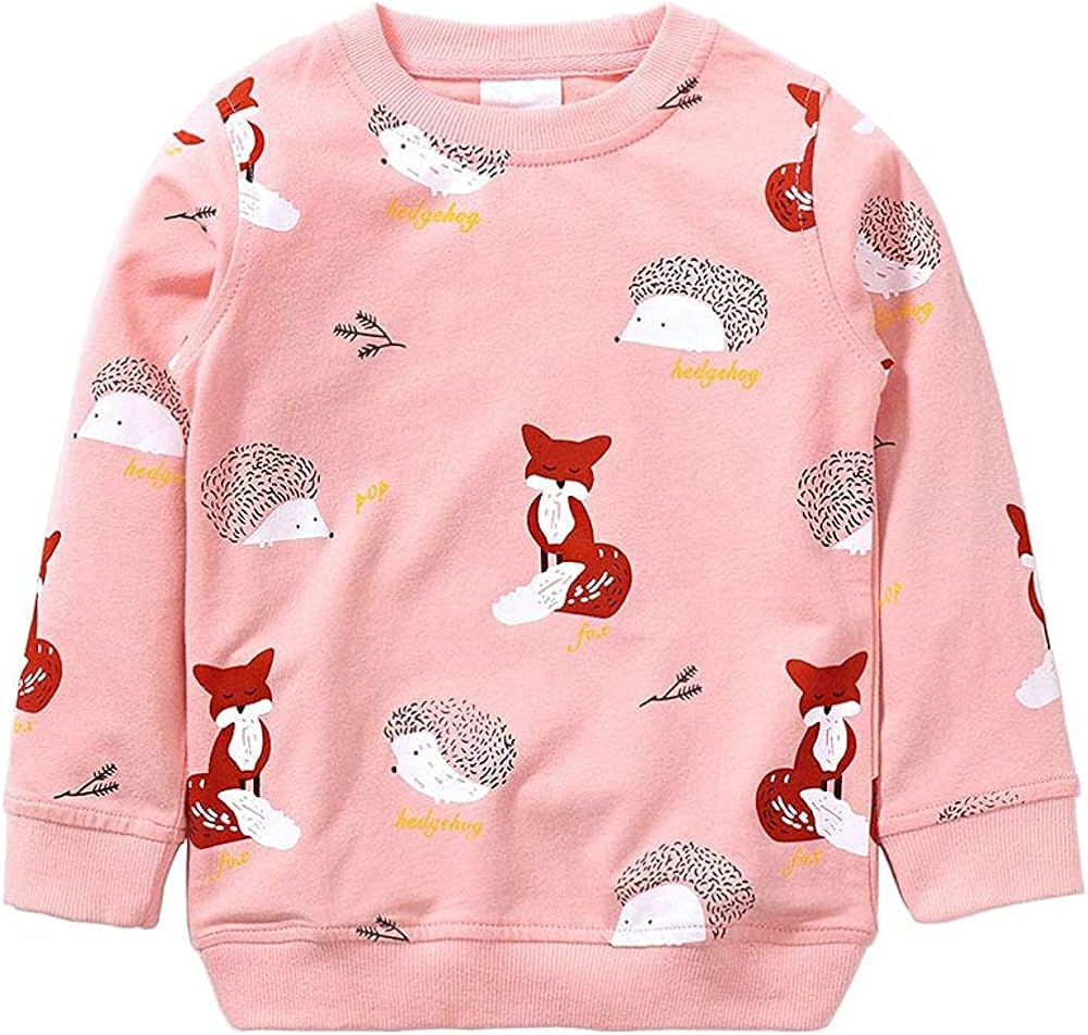 Girls Christmas Sweatshirt for Kids Cotton Top Casual Jumper T Shirt Toddler Clothes Long Sleeve Pullover Winter, 01 Pink, 2-3 Years