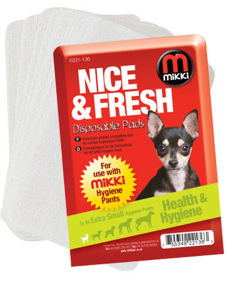 Mikki Dog Hygiene Disposable Period Pads for Female Season Use with Pant Knickers -Sml-Med 10 pack