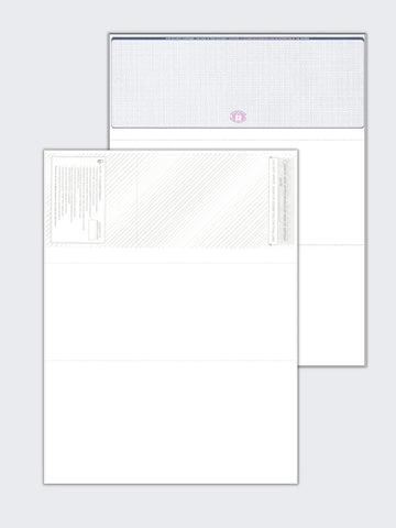 50 Blank High Security Computer Check Paper, Checks On Top And two perforated stubs On Bottom, Sheet Size 8.5" x 11" (Blue Baskeweave)