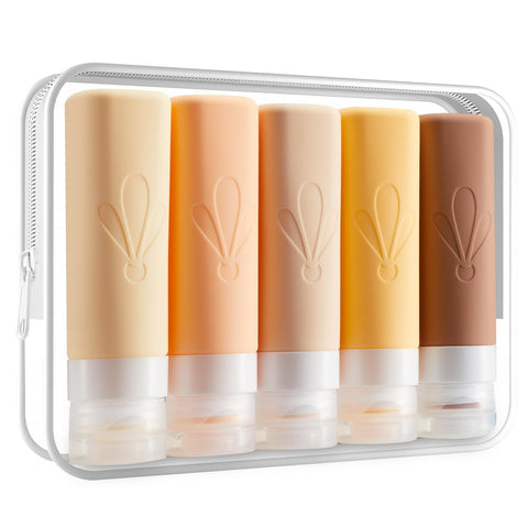 INSFIT Travel Bottles for Toiletries, CAA Approved 90ml Travel Size Containers, BPA Free Leak Proof Squeezable Silicone Tubes for Shampoo Conditioner Lotion Soap with Labels