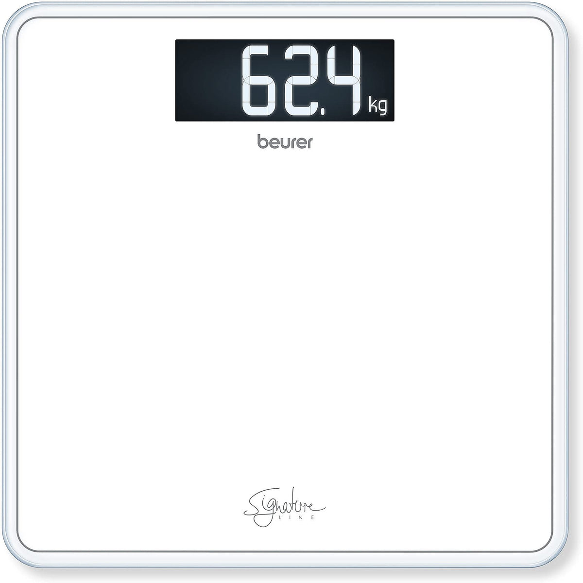 Beurer GS400 Signature Line Glass Bathroom Scale - White | Larger Standing Area | Made from Safety Glass for a Robust and Stylish Finish | XL Digital Display | 200kg Weight Capacity