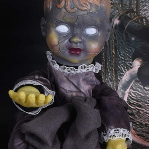 PRETYZOOM Ghost Doll Electric Sitting Doll Toys Horror Voice Control Glowing Sound Making Plaything Doll Creepy Scary Props for Bar Party Ornaments (Assorted)