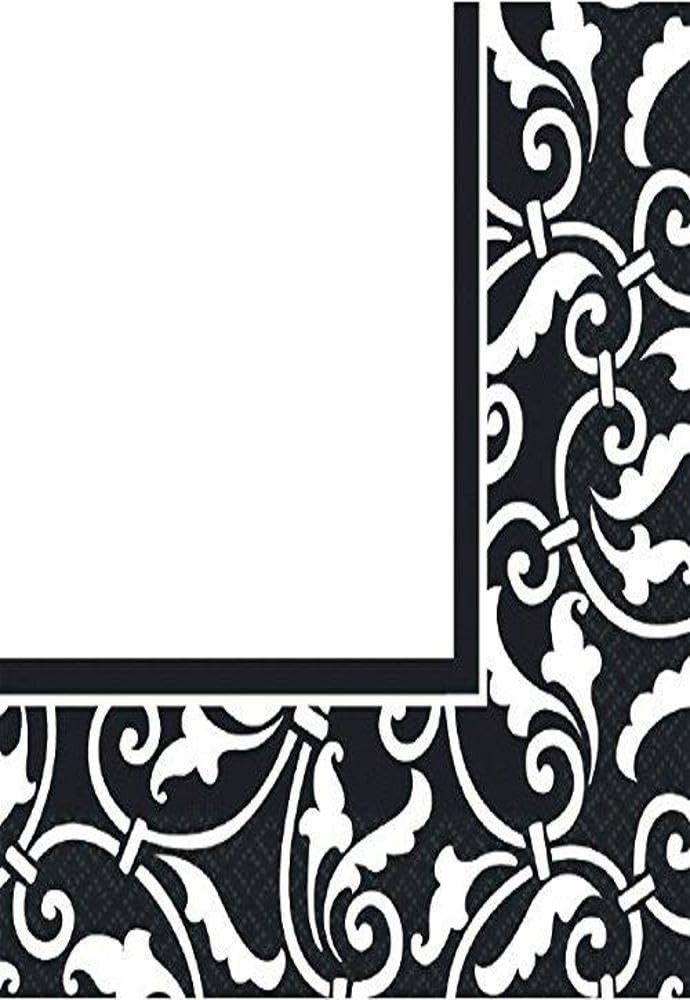 Party Ready Ornamental Scroll Lunch Napkins Tableware, Black, Paper , 6" x 6", Pack of 16
