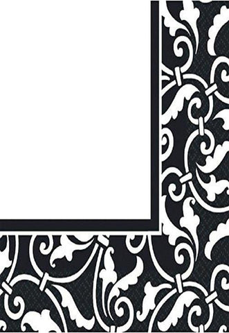 Party Ready Ornamental Scroll Lunch Napkins Tableware, Black, Paper , 6" x 6", Pack of 16