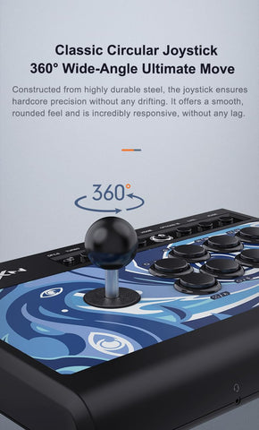 PXN-008 Fight Stick Joystick Arcade Fight Stick with TURBO Macro Functions Plug and play Arcade Fighting For PC, PS3, PS4, Xbox One Xbox Series X/S Android TV Box, N-Switch (PXN-008-Blue)