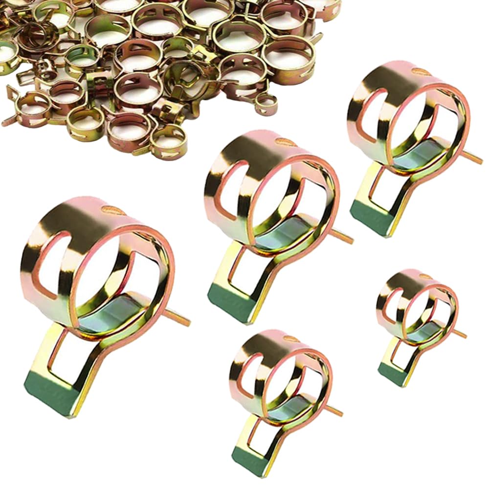 50 PCS Spring Hose Clamps 5mm-9mm Fuel Line Pipe Clips Low Pressure Air Clip Clamp for Water Pipe Air Tube Silicone Vacuum Hose 5Size