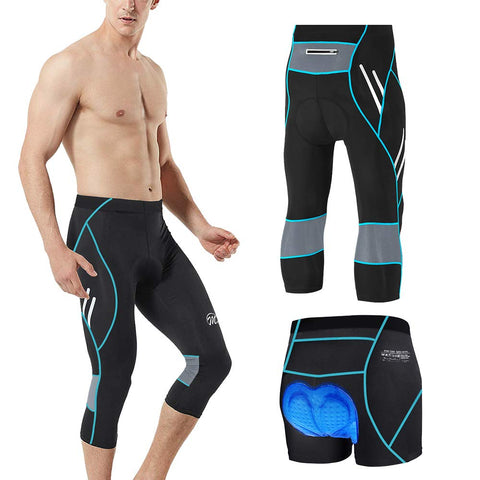 MEETWEE Men’s Cycling 3/4 Tights Pants, Breathable 3D Padded Compression Bike Trousers Cycle Capris Leggings for Cyclist Riding Wear