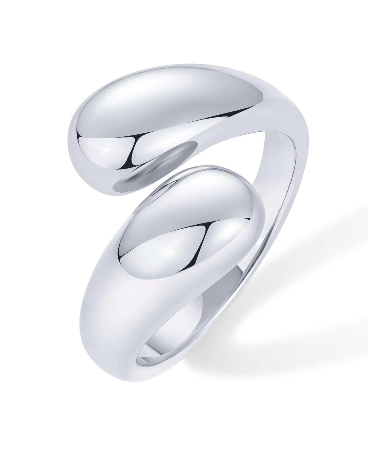 PAVOI Rhodium Plated Chunky Open Twist Stackable Rings for Women | Bold Crossover Statement Ring Band | Size 6
