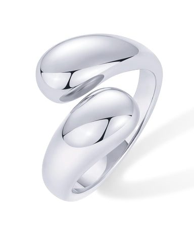 PAVOI Rhodium Plated Chunky Open Twist Stackable Rings for Women | Bold Crossover Statement Ring Band | Size 6