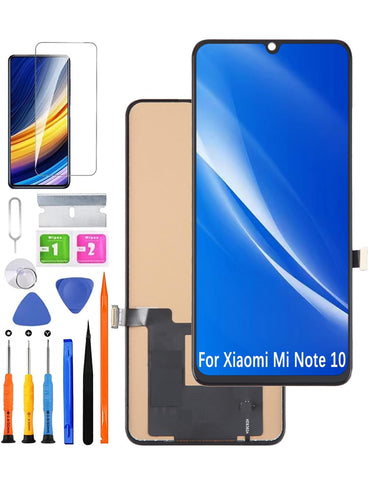 HLYGZX Replacement Display for Xiaomi Mi Note 10 Lite/Mi Note 10 Pro LCD Screen TFT, for Mi Note 10 Screen Display Digitizer Repair Parts Kit (Without Fingerprint, Not Curved Screen)