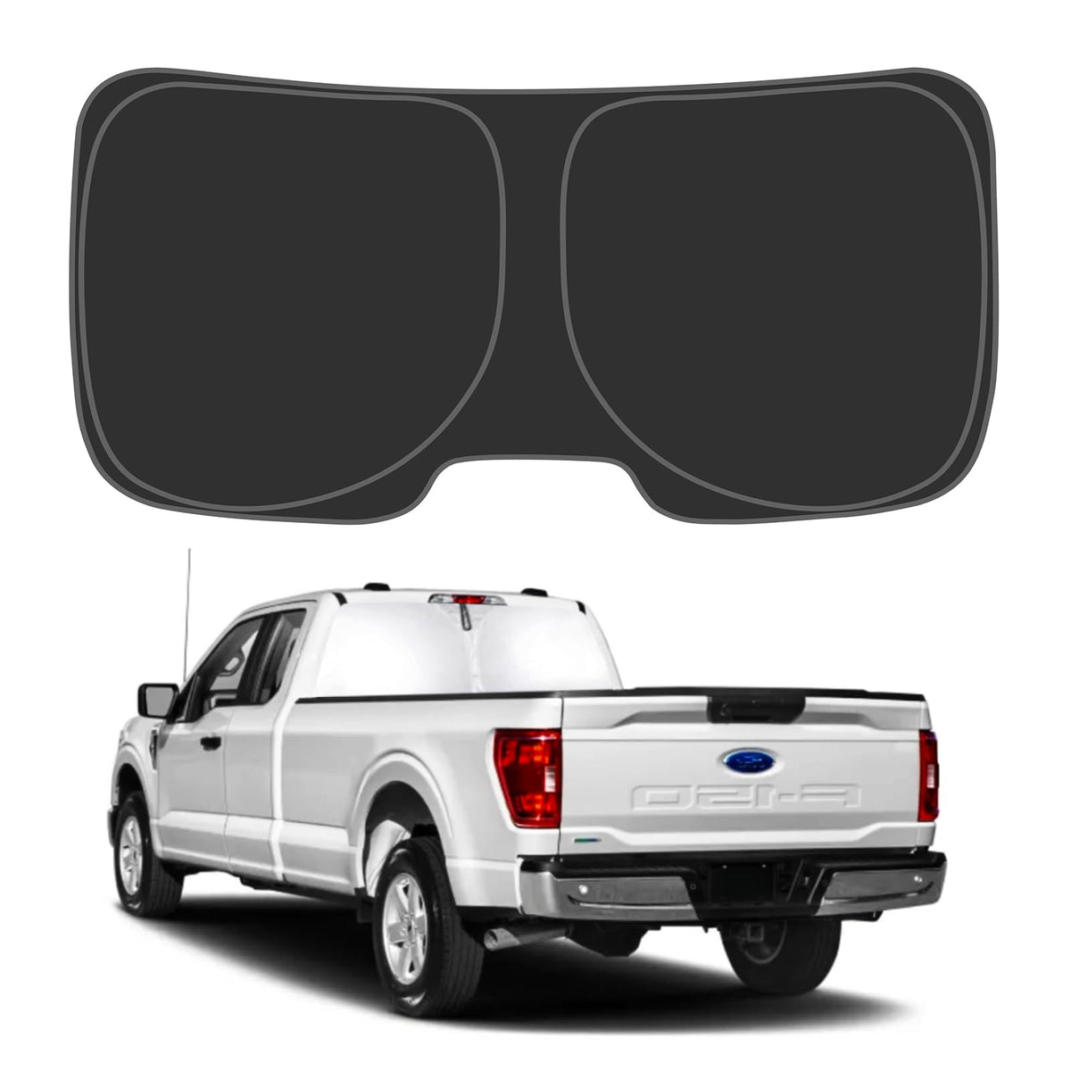 D-Lumina Rear Tailgate Window Sun Shade for 2015-2023 Fo-rd F150 F250 F350 Accessories, Window Sunshade Sun Visor Protector Block UV Rays Heat (Not for Sliding Window), Foldable 2 Layers 210T Material