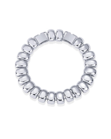 PAVOI Rhodium Plated Chunky Ribbed Texture Bracelet for Women |Gold Statement Jewelry Piece